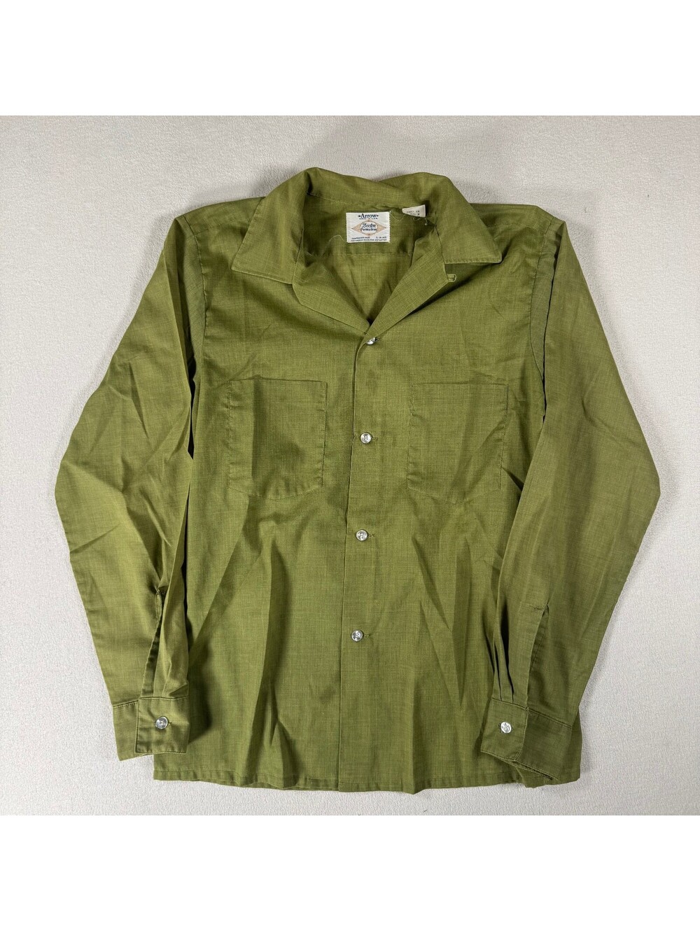 Vintage 1960s Arrow Loop Collar Button Up Shirt Sz S